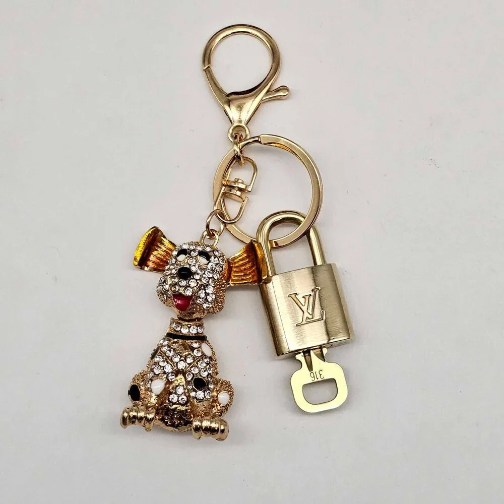 Authentic Louis Vuitton Gold Lock & Key ✨ Bag Charm Unbranded Dog Keychain